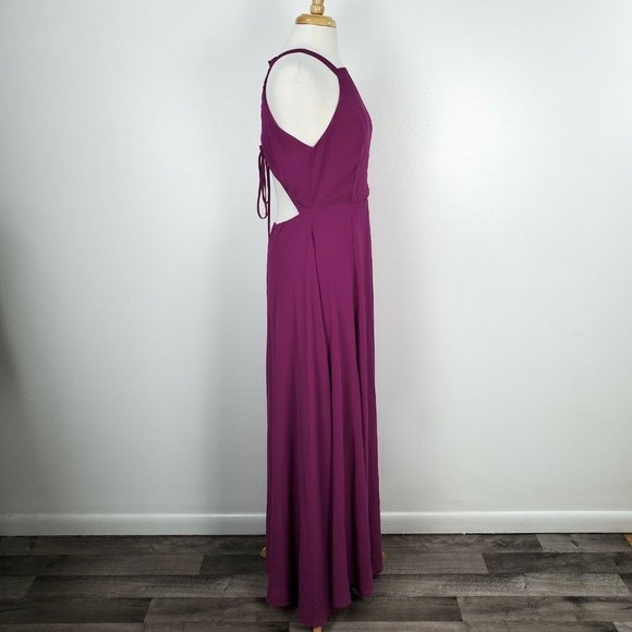 Lulus Dress Womens XL Maxi Super Starlet Magenta Lace Up Sleeveless Purple Pink - Picture 5 of 12